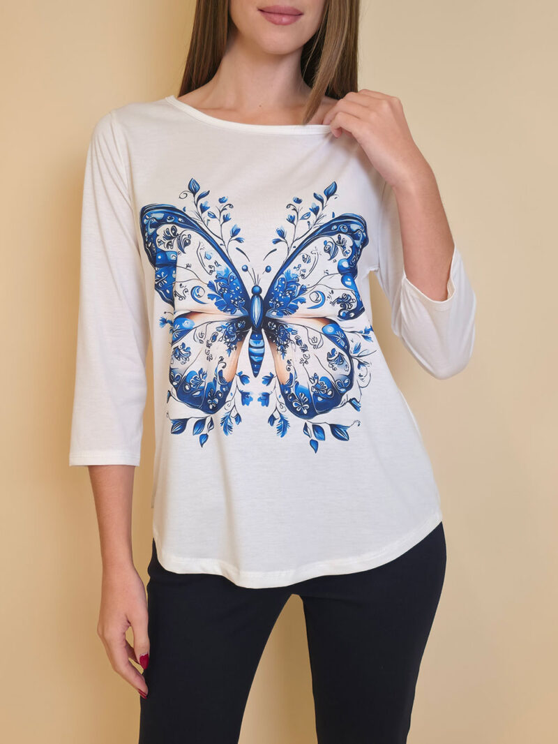Majica 29 ElSio - viscose - Blue Lace Butterfly