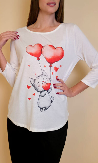 Majica 29 ElSio - viscose - Kitty with Ballons