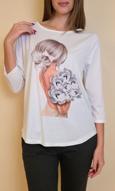 Majica 29 ElSio - viscose - Blonde with Bouqet