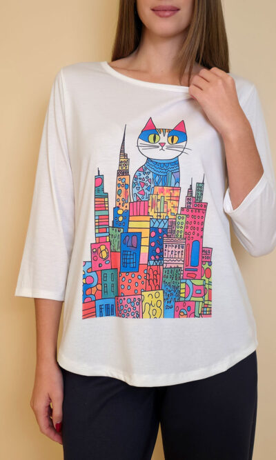 Majica 29 ElSio - viscose - Cat in the sky