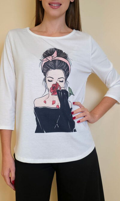 Majica 29 ElSio - viscose - Girl with Rose