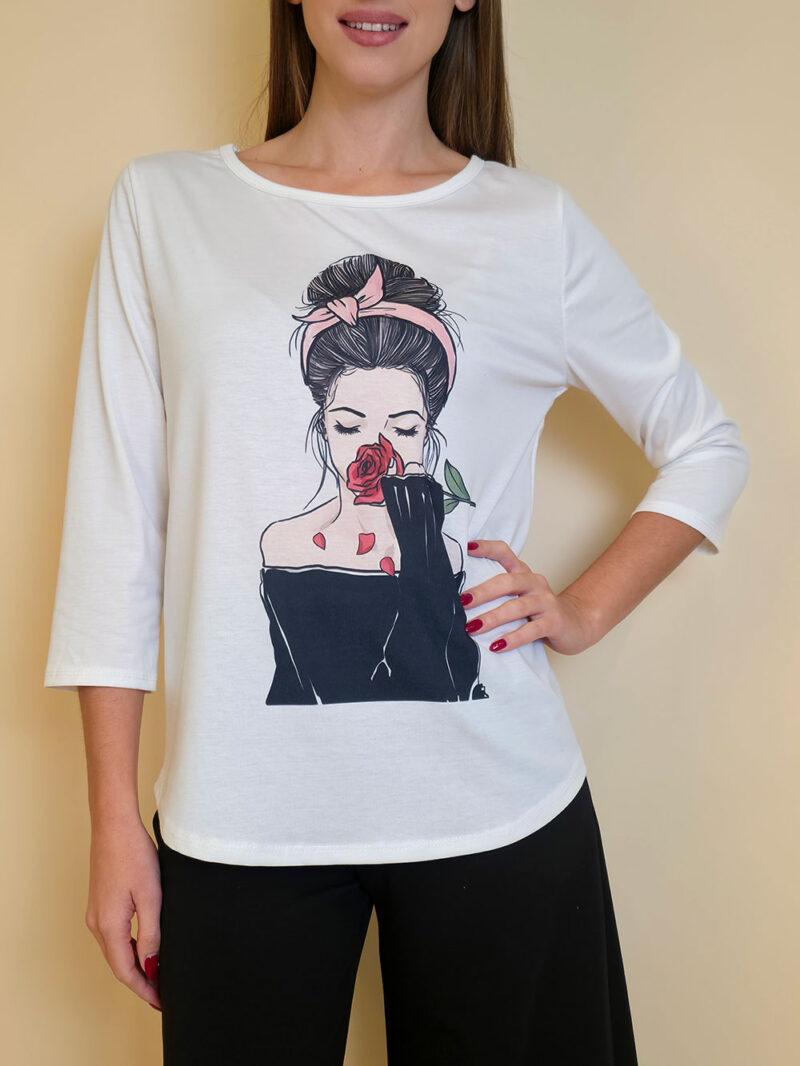 Majica 29 ElSio - viscose - Girl with Rose