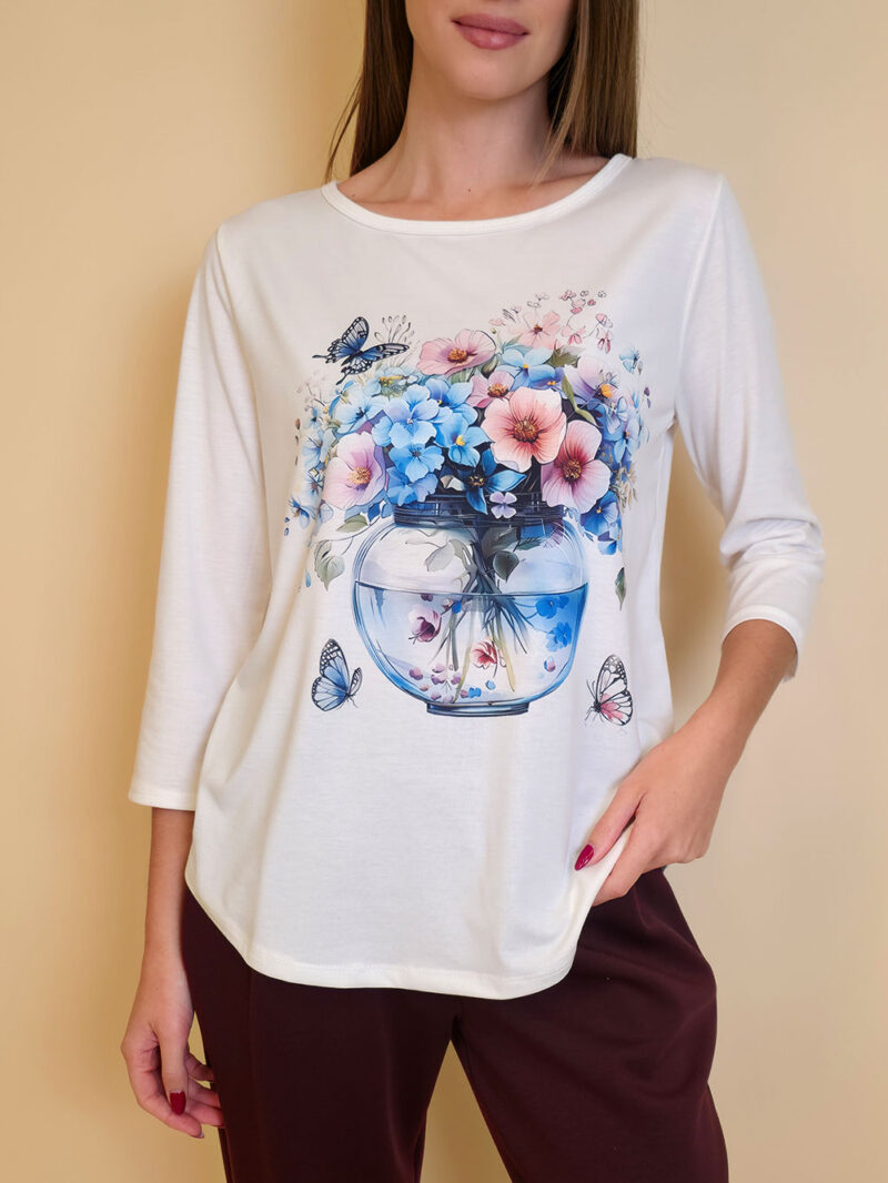 Majica 29 ElSio - viscose - Blue Ball Flowers
