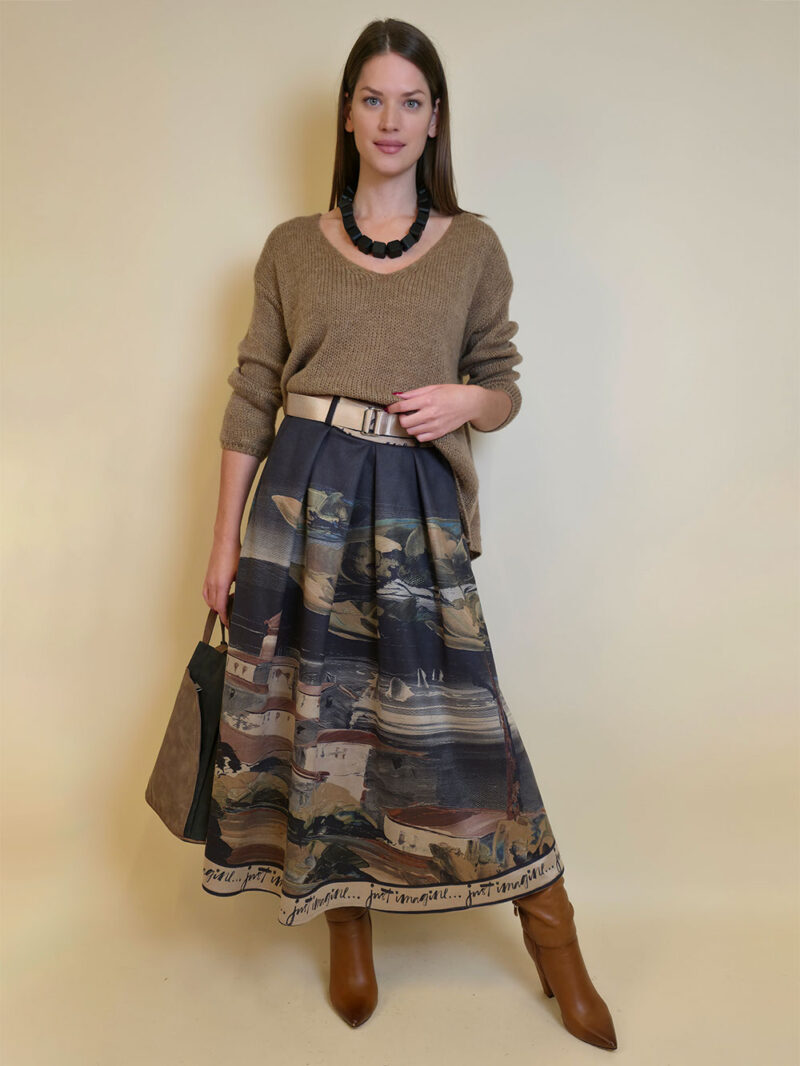 Suknja 52 Foster - suede print - Dark Day black