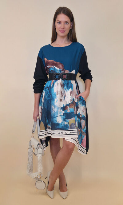 Haljina 47 Odell - felpa/print - Positano ottanio