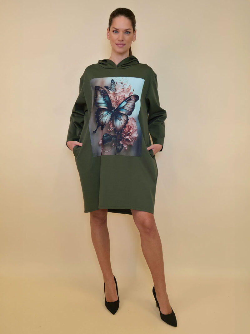 Haljina 52 El Hood PR - military - Leptiri na ružama