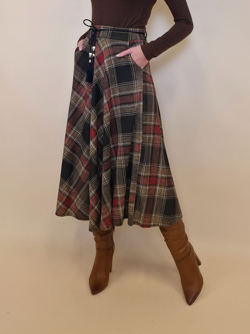 Suknja 34 Tahoe - jersey print tartan kocka - brown
