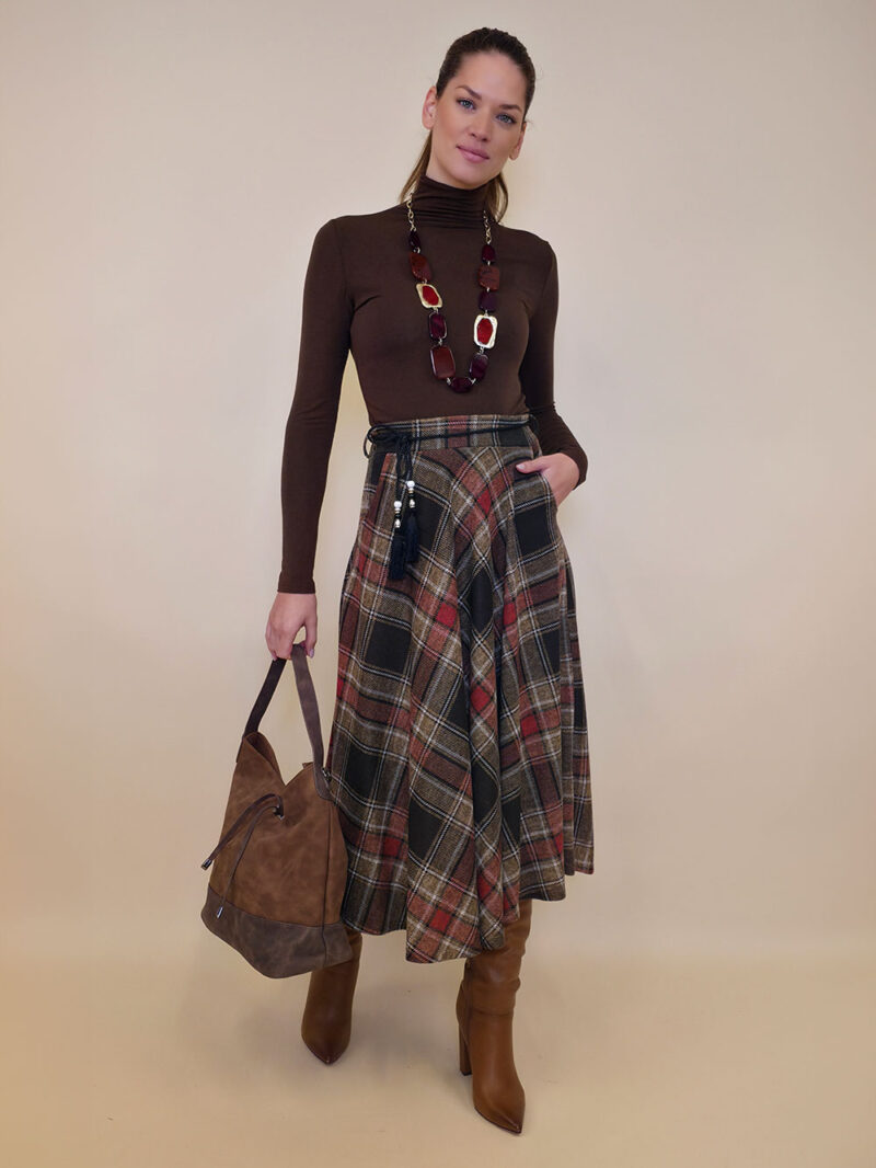 Suknja 34 Tahoe - jersey print tartan kocka - brown
