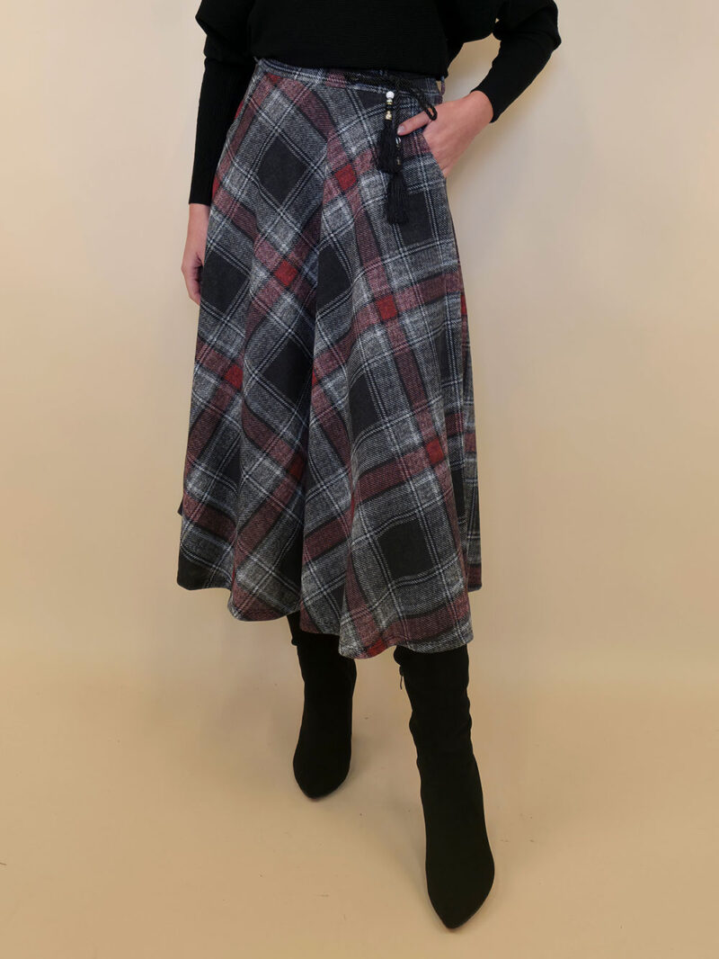 Suknja 34 Tahoe - jersey print tartan kocka - grey