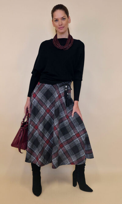 Suknja 34 Tahoe - jersey print tartan kocka - grey