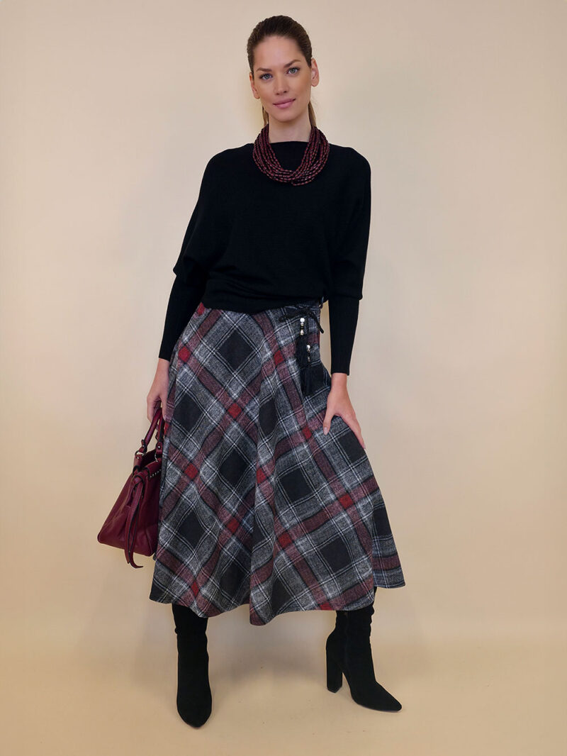 Suknja 34 Tahoe - jersey print tartan kocka - grey
