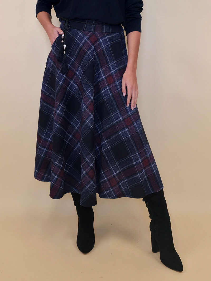 Suknja 34 Tahoe - jersey print tartan kocka - navy