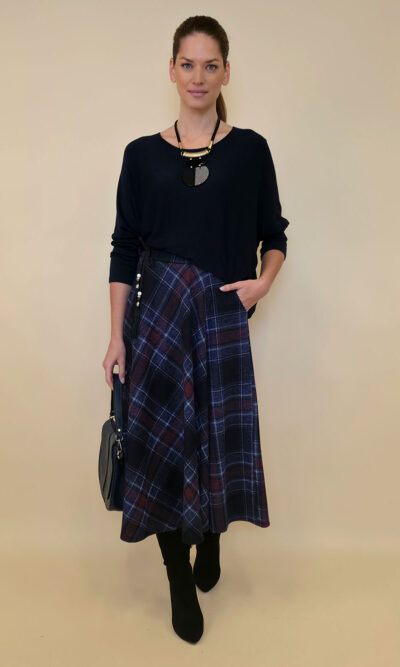 Suknja 34 Tahoe - jersey print tartan kocka - navy