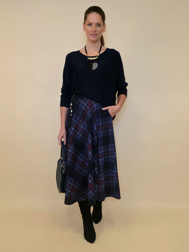Suknja 34 Tahoe - jersey print tartan kocka - navy