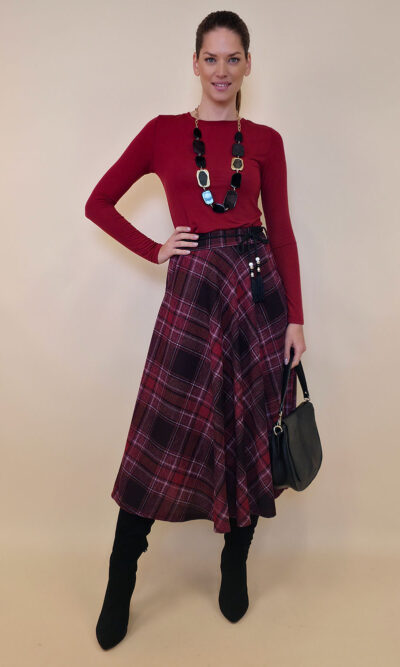 Suknja 34 Tahoe - jersey print tartan kocka - burgundy
