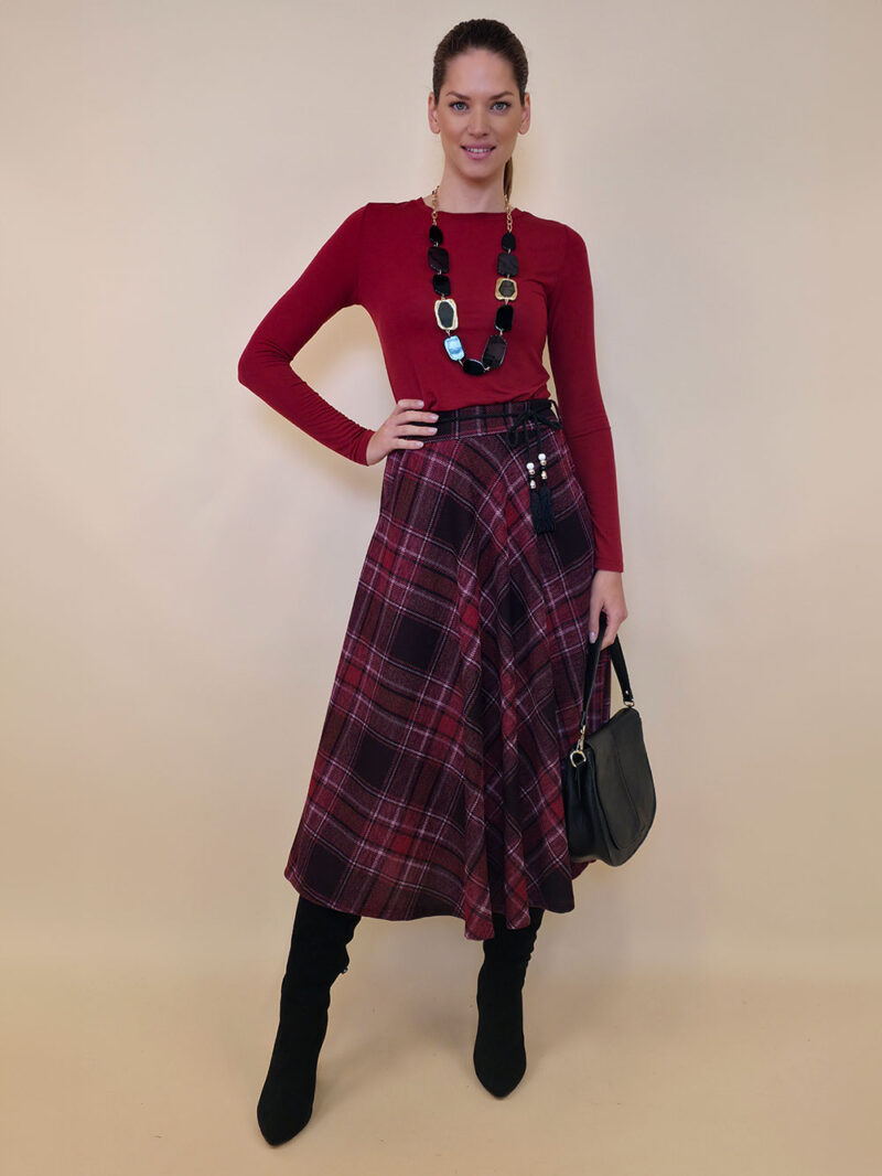 Suknja 34 Tahoe - jersey print tartan kocka - burgundy