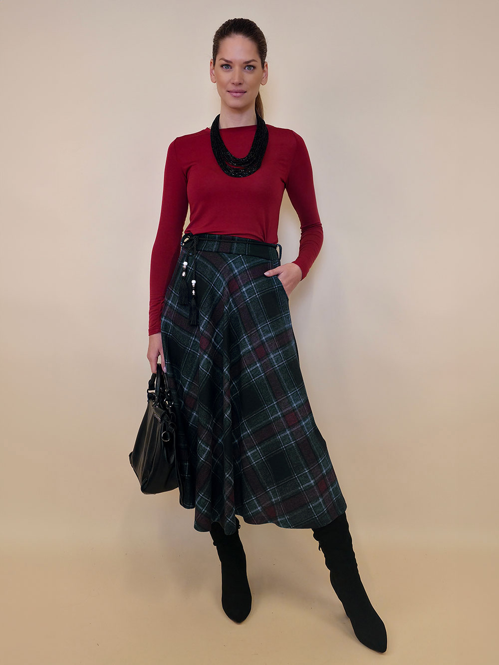 Suknja 34 Tahoe - jersey print tartan - b.green