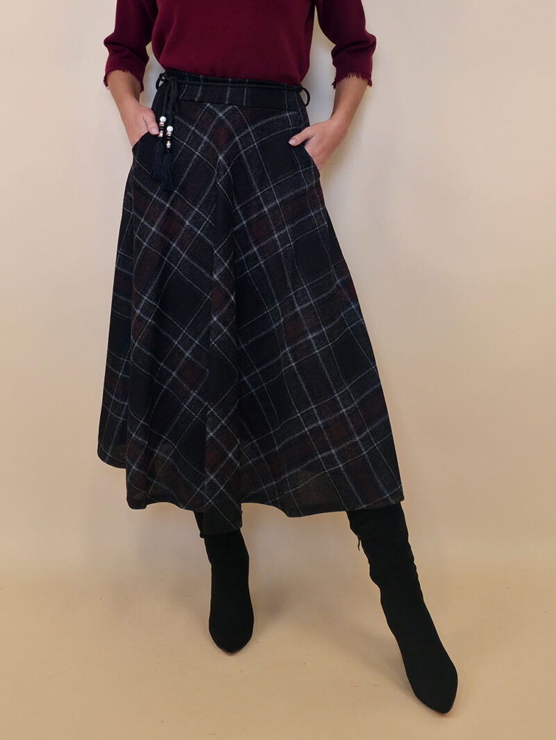 Suknja 34 Tahoe - jersey print tartan kocka - black