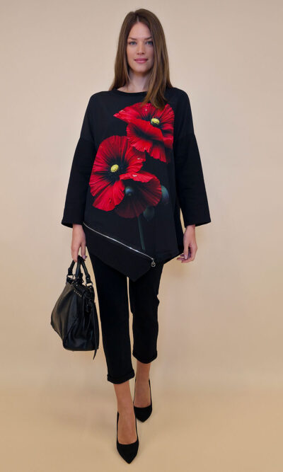 Haljina 40 Bonnie - felpa - Red Flower Duo