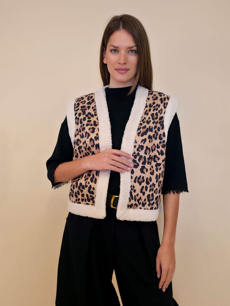 Jakna 52 Loris - ecco krzno leopard