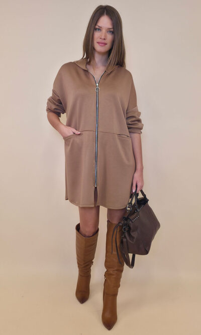 Haljina 52 Omaha - jersey UN cif/hood - camel