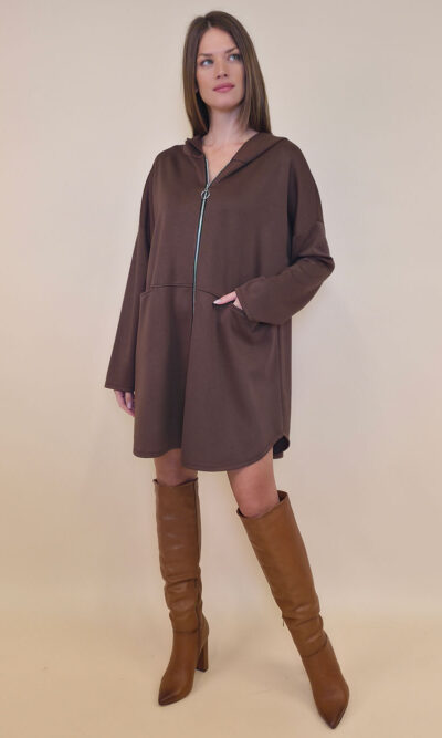 Haljina 52 Omaha - jersey UN cif/hood - brown