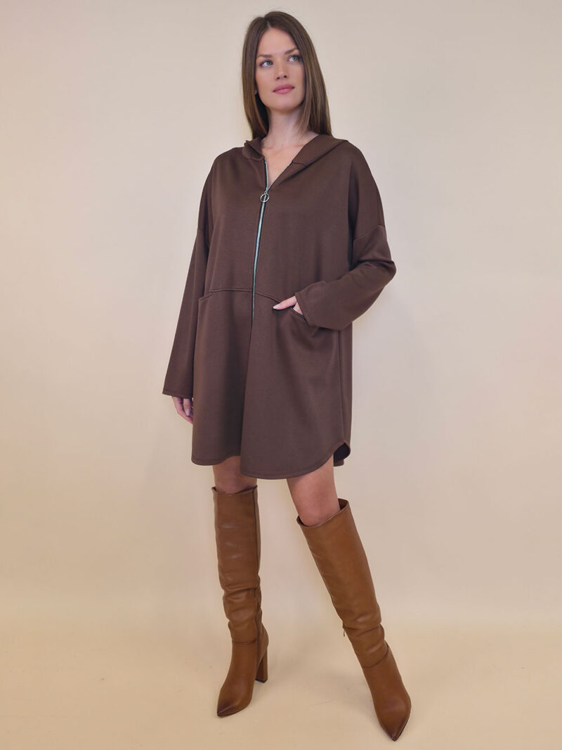 Haljina 52 Omaha - jersey UN cif/hood - brown