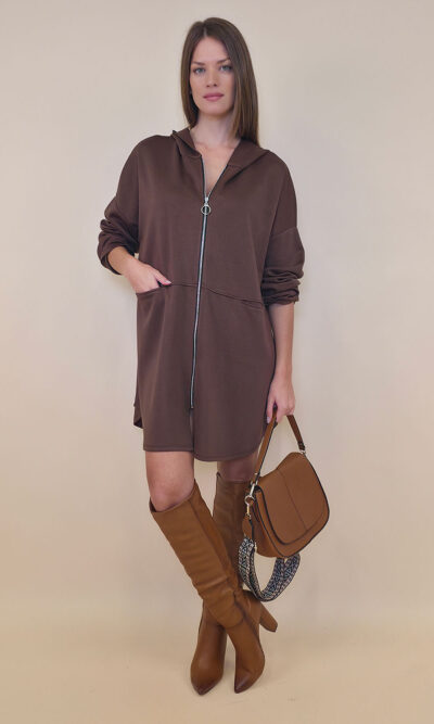Haljina 52 Omaha - jersey UN cif/hood - brown