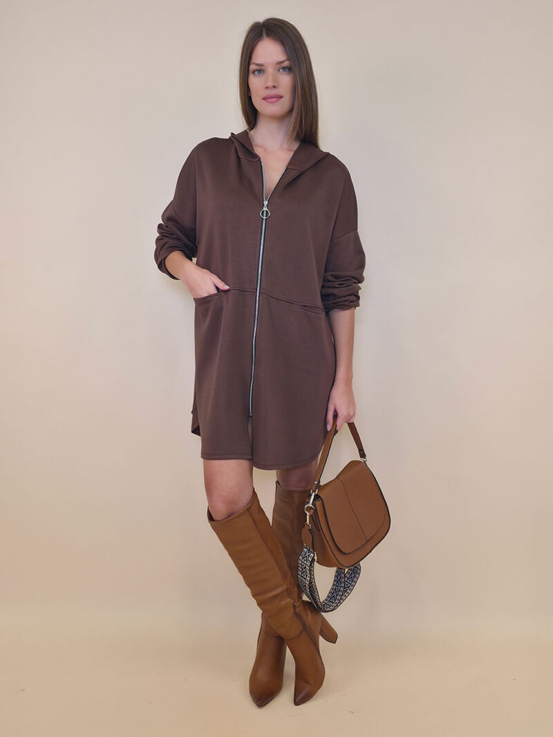 Haljina 52 Omaha - jersey UN cif/hood - brown