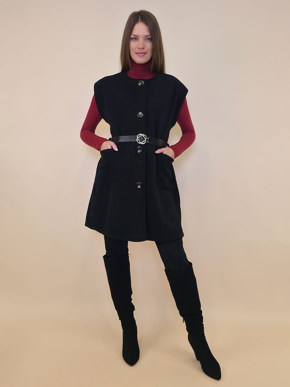 Kaput bez rukava+remen 72 Edenton - black - Slika 3