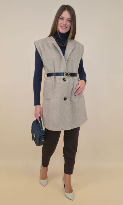 Kaput bez rukava+remen 72 Edenton - boucle UN - beige