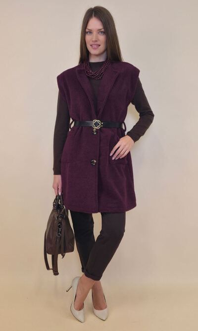 Kaput bez rukava+remen 72 Edenton - boucle UN - burgundy