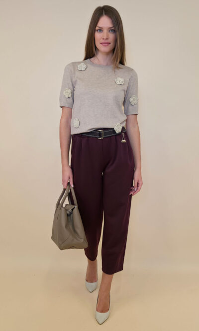 Hlače 48 Tracy - jersey UN privjesak torbica - burgundy