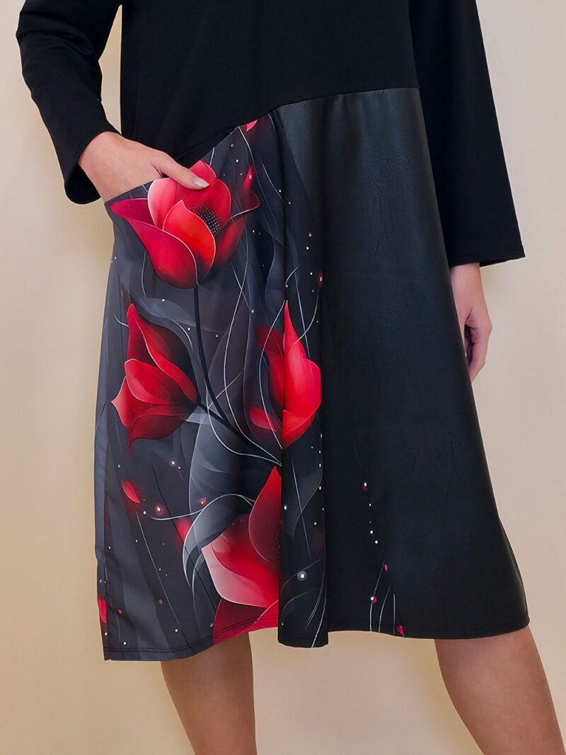Haljina 52 Veneta - felpa/ecco lht - Red Tulips in Grey