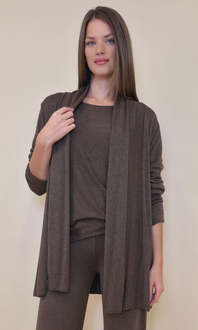 Kardigan 44 Creswell - jersey UN - brown