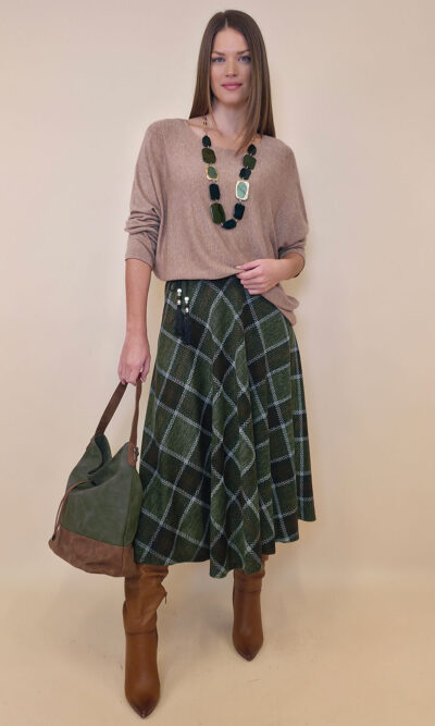 Suknja 34 Tahoe - jersey print tartan kocka - military