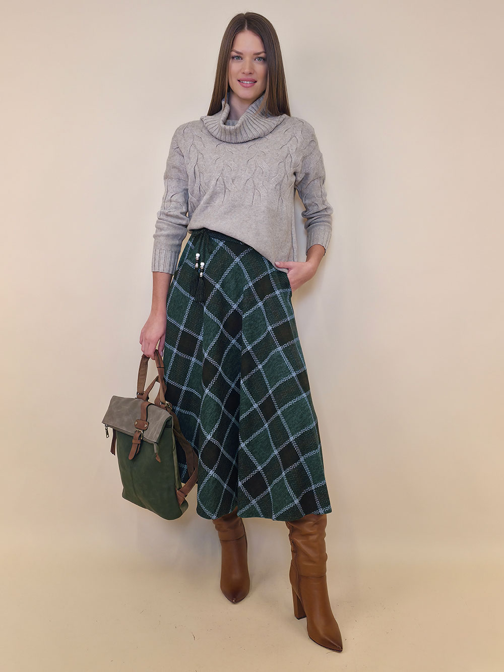 Suknja 34 Tahoe - jersey print tartan kocka - b.green