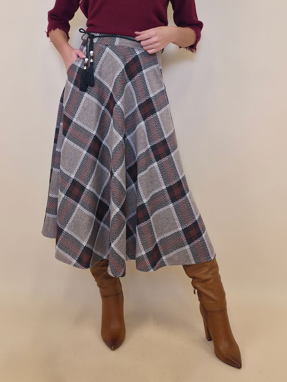 Suknja 34 Tahoe - jersey print tartan kocka - fango