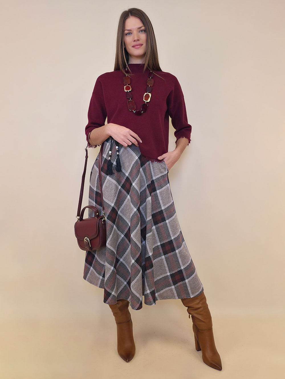 Suknja 34 Tahoe - jersey print tartan kocka - fango