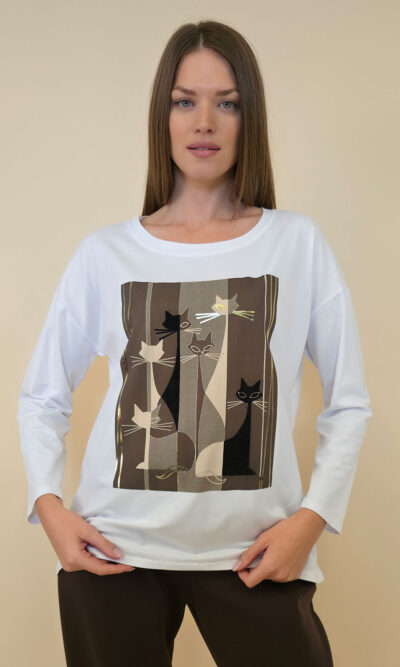 Majica 36 Noroo - cotton d.r. - Cats company brown