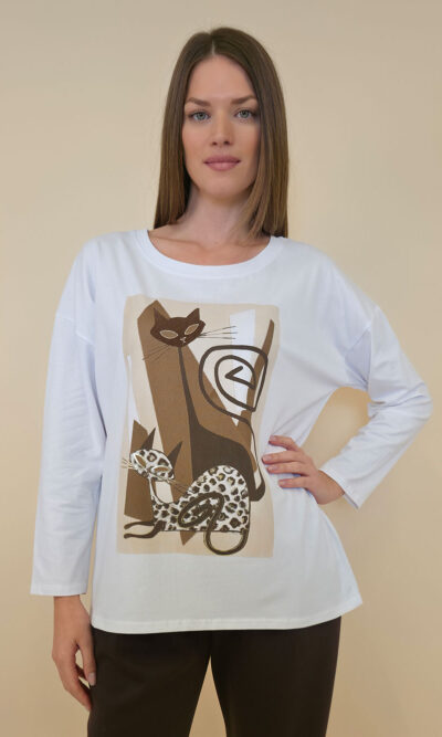 Majica 36 Noroo - cotton d.r. - Brown&Animal Cat
