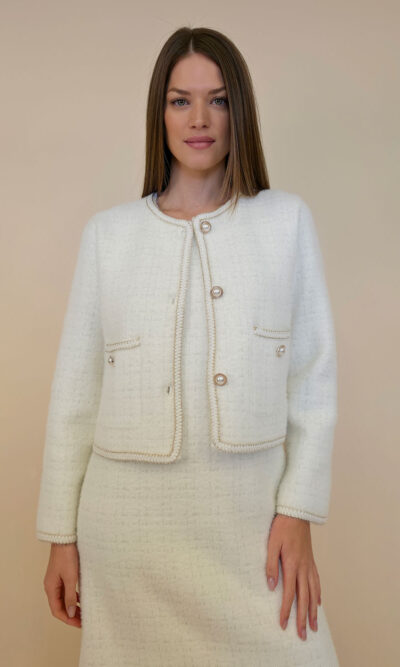 Jakna 60 Bennet - jersey UN ciniglia - white