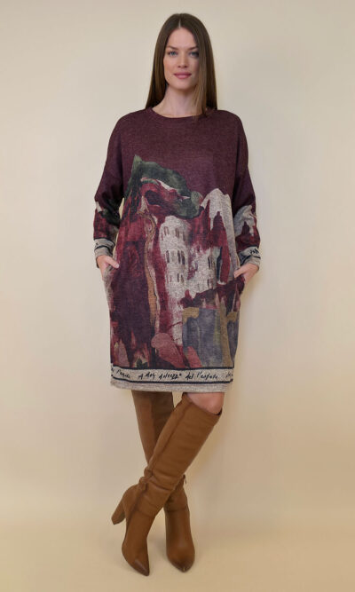 Haljina 40 Verdel - jersey print - Positano burgundy