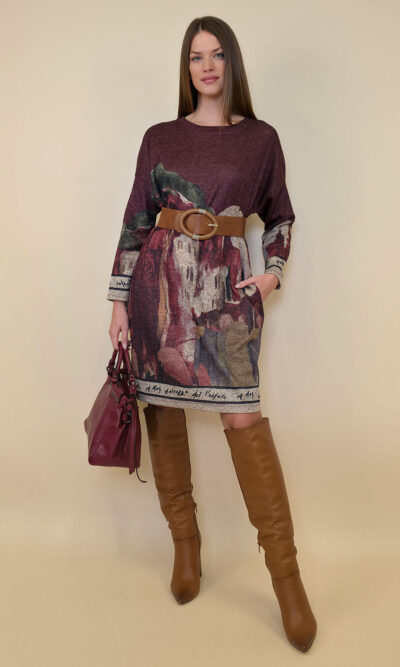 Haljina 40 Verdel - jersey print - Positano burgundy