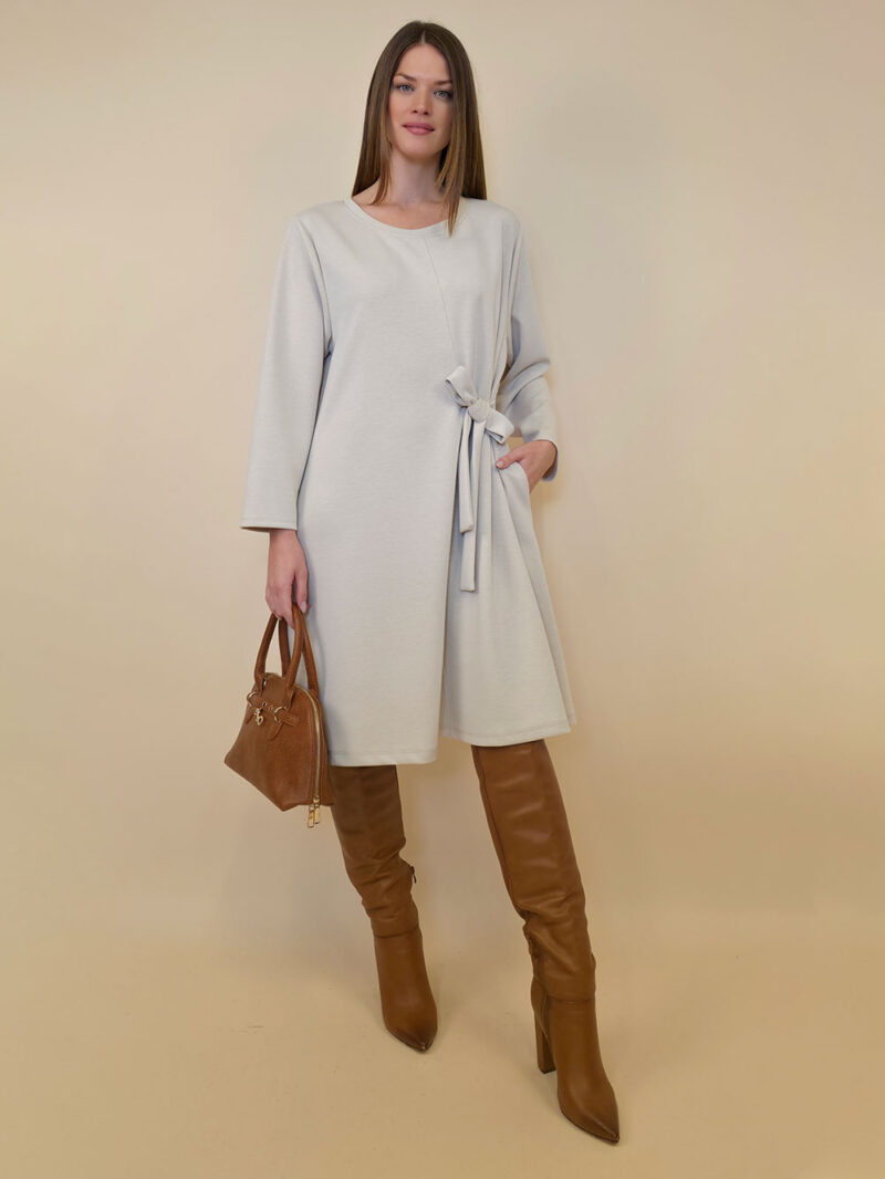 Haljina 52 Beatrice - jersey UN - pojas bok - beige