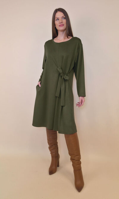 Haljina 52 Beatrice - jersey UN - pojas bok - military