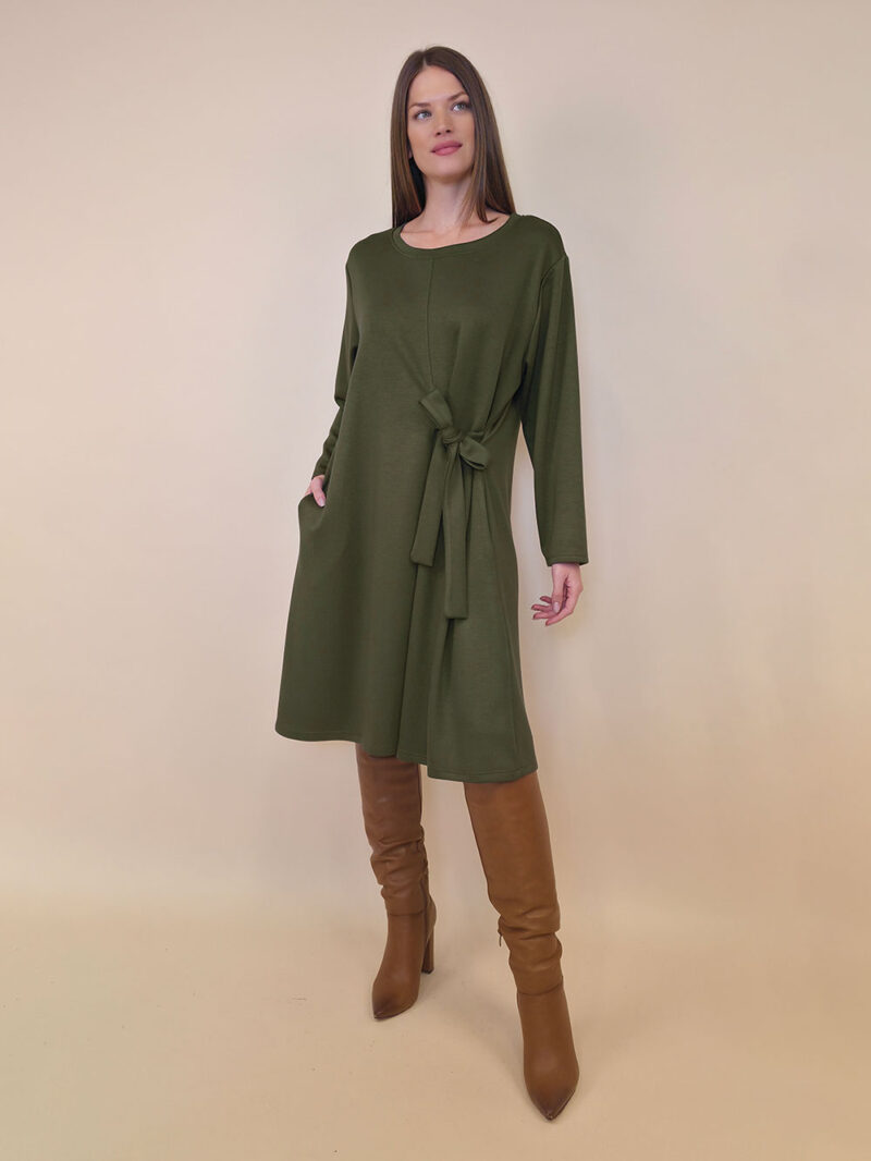 Haljina 52 Beatrice - jersey UN - pojas bok - military