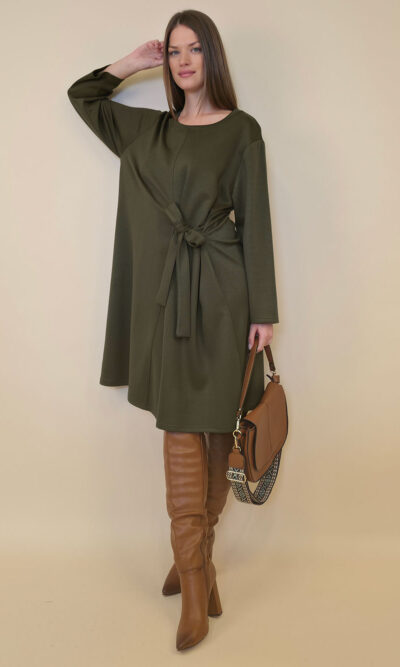 Haljina 52 Beatrice - jersey UN - pojas bok - military