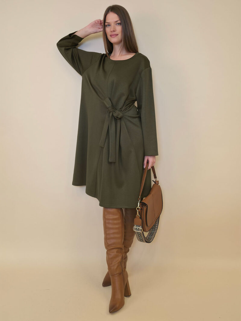 Haljina 52 Beatrice - jersey UN - pojas bok - military