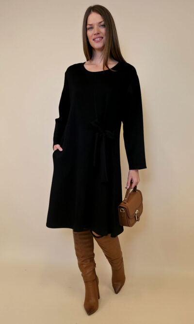 Haljina 52 Beatrice - jersey UN - pojas bok - black